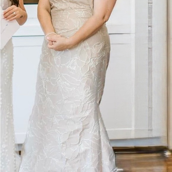 Gia Franco Mother of Bride Champagne One Shoulder Sleeveless Gown - Picture 6 of 11